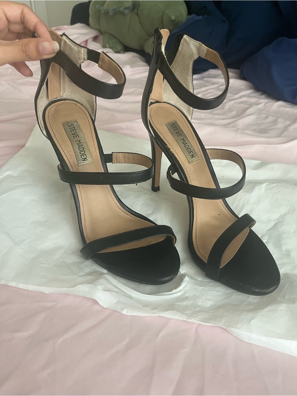 Steve Madden Black Multi-Strap Stiletto Heels